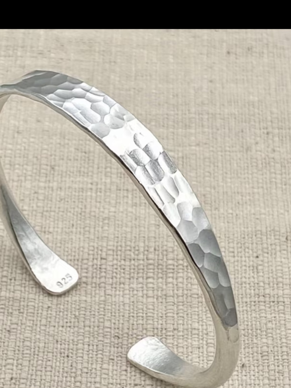 Silver Plated Hammered Minimalist Cuff Bracelet